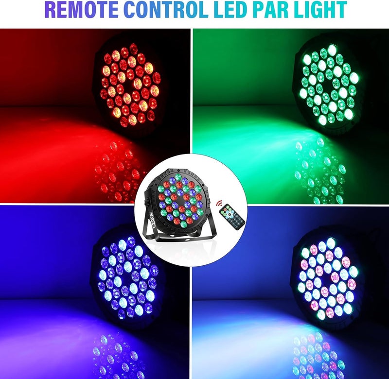 Czgor LED Stage Lights 2Pack - 36W RGB DJ Par Lights with Sound Activated Auto Play by Remote & DMX Control Uplights for Events Wedding Party Club Christmas Party Lighting - Image 3